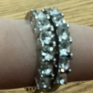 Silver hoop earrings with diamonds